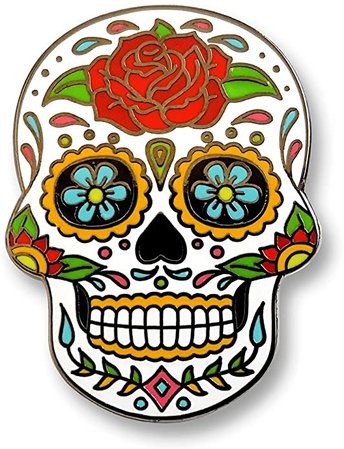 Amazon.com: Pinsanity Day of The Dead Sugar Skull Enamel Lapel Pin: Jewelry