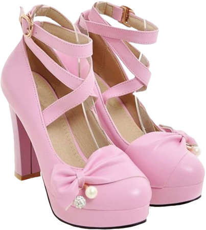 pink heels with bows