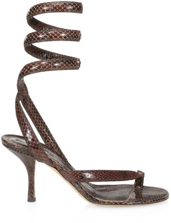 Spiral Python-Embossed Leather Sandals