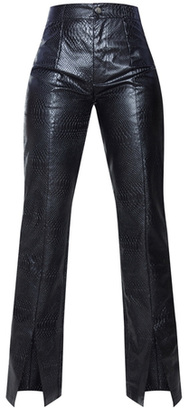 PLT Black Faux Leather Croc Split Hem Skinny Pants