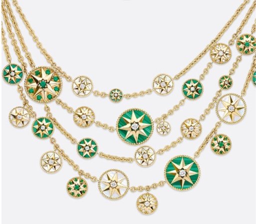 Dior green gold layered necklace