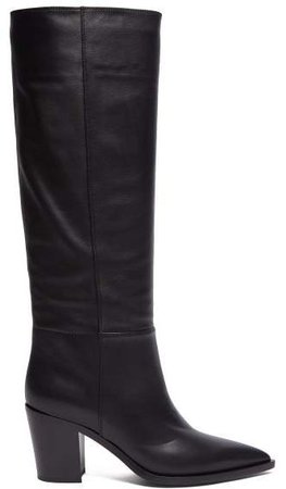 Daenerys Block Heel Leather Boots - Womens - Black