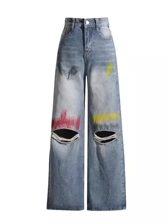 The Pastel High-Waisted Distressed Denim Pants – SA Formal