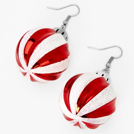 Christmas Silver 1'' Ornament Drop Earrings | Claire's US
