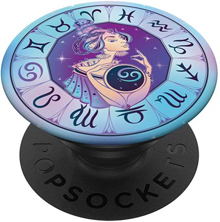 Amazon.com: Zodiac Circle Cancer Girl Teal Purple Galaxy Women Gift PopSockets Grip and Stand for Phones and Tablets