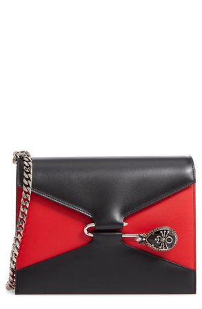 Alexander McQueen Pin Calfskin Leather Shoulder Bag
