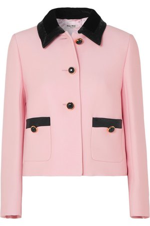 Miu Miu Sequin-embellished velvet-trimmed cady jacket