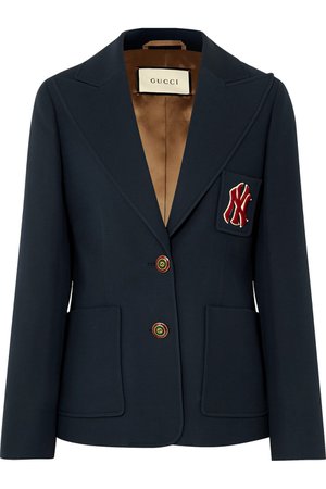Gucci | + New York Yankees appliquéd wool and silk-blend cady blazer | NET-A-PORTER.COM