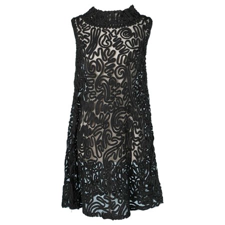 1960's See-through black embroidered Yves Saint Laurent Rive Gauche For Sale at 1stDibs