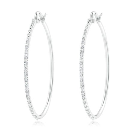 Classic Round Diamond Hoop Earrings | Angara