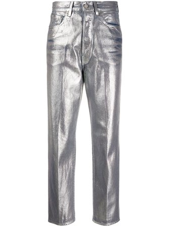 Golden Goose metallic high waisted cropped trousers - FARFETCH