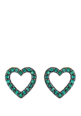 Belk & Co. Created Emerald Heart Stud Earrings in 10K Gold