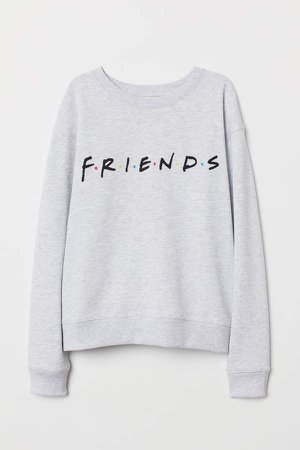 Sweatshirt with Printed Design - Gray