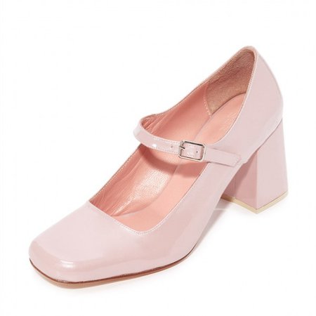 Pink Cute Mary Jane Shoes Square Toe Block Heels Pumps for Work, School, Wedding, Anniversary, Going out | FSJ