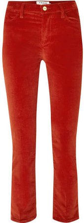 Le High Cotton-blend Corduroy Straight-leg Pants - Red