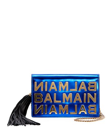 Balmain Mirror Leather Pochette Crossbody Bag