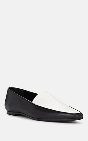The Row Minimal Two-Tone Leather Loafers In Black | ModeSens