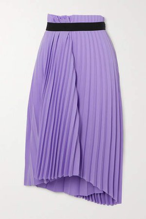 Asymmetric Pleated Crepe Midi Skirt - Lilac