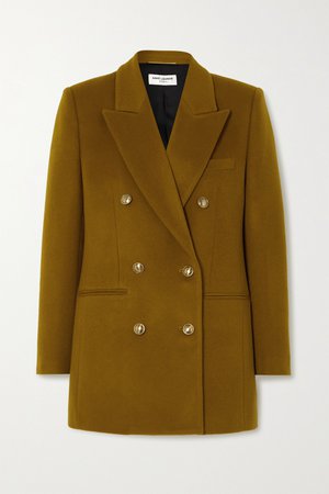 Mustard Double-breasted wool and cashmere-blend felt blazer | SAINT LAURENT | NET-A-PORTER