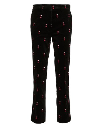 FRAME | Perfect Heart-Embroidered Velvet Trousers | INTERMIX®