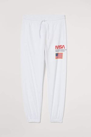 Sweatpants with Printed Design - White