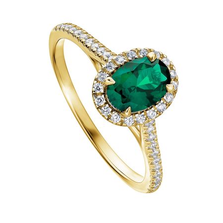 Rosalind Yellow Gold Lab Grown Diamond & Created Emerald Ring | Created Brilliance | Wolf & Badger