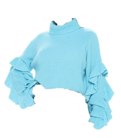 All Ruffled Up Turtleneck Sweater - Turquoise-fashion nova