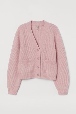 Rib-knit Cardigan - Pink