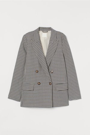 Straight-cut Jacket - Blue/houndstooth-patterned - Ladies | H&M US