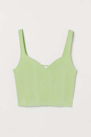 Rib-knit Top - Light green - Ladies | H&M US