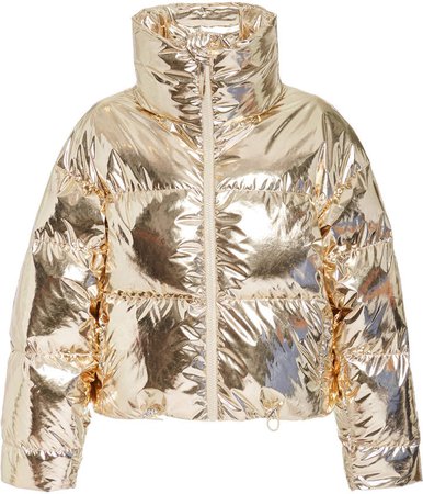 Mont Blanc Metallic Quilted Shell Down Bomber Jacket Size: XS