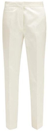 Sies Marjan - Liv Cotton Blend Satin Trousers - Womens - White