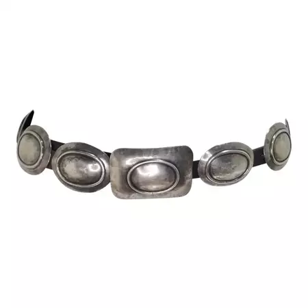 1980s Concho Silver Leather Belt For Sale at 1stDibs