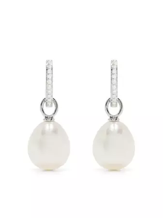 Kiki McDonough 18kt White Gold Classics Diamond And Pearl Earrings - Farfetch