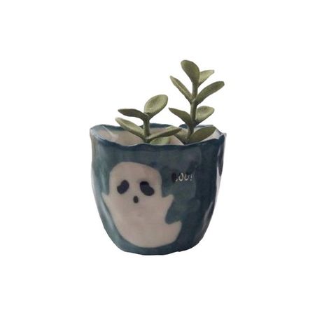 ceramic ghost pot with succulent