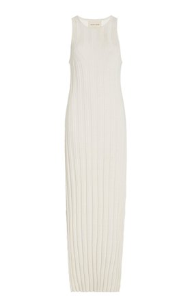 Loulou Studio Islet Stretch Silk And Linen-Blend Ribbed-Knit Maxi Dress
