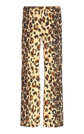 Leopard Cotton-Blend Flared Trouser