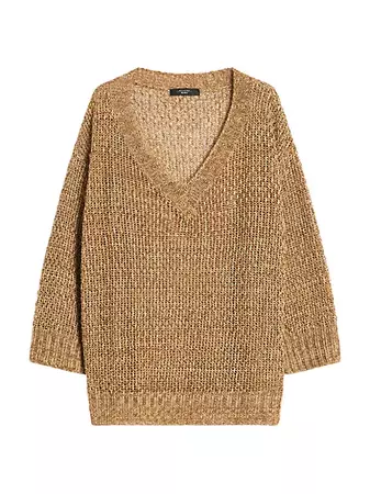 Shop Weekend Max Mara Osteo Linen V-Neck Sweater | Saks Fifth Avenue