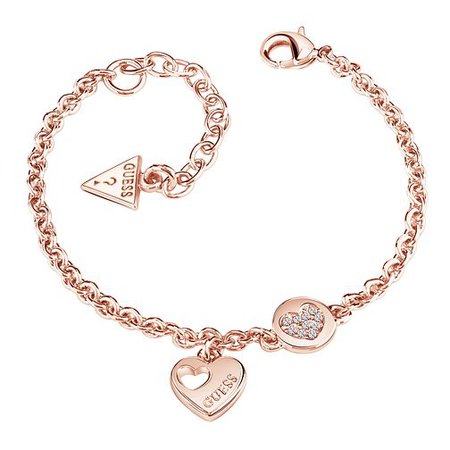 Guess Rose Gold-Plated Sparkle Heart Adjustable Bracelet UBB82059-L | H.Samuel