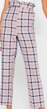 pink plaid trousers