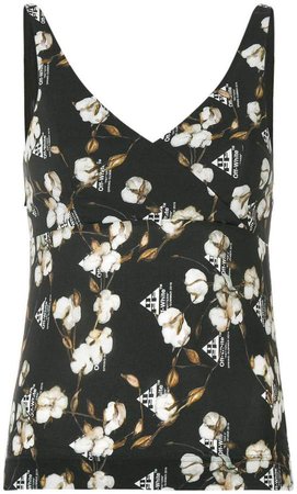logo and floral print tank top