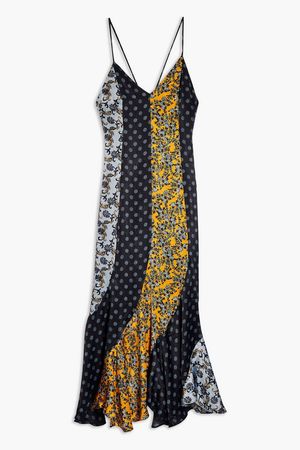 Mixed Print Godet Midi Slip Dress | Topshop