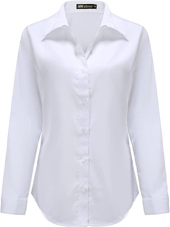 MKolour Womens Button Down Shirts - Long Sleeve Work Dress Business Office Button Up Blouse Collared Shirt at Amazon Women’s Clothing store