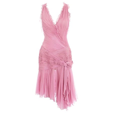 Atelier Versace baby pink silk pleated mini evening dress, ss 2004 at 1stDibs