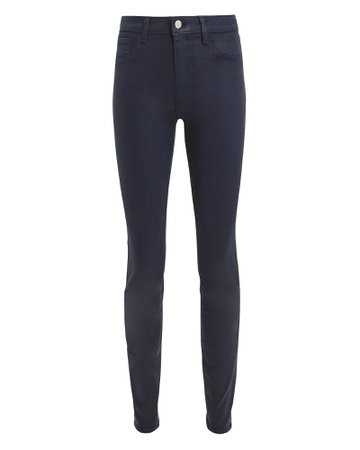 Marguerite Navy Coated High-Rise Skinny Jeans