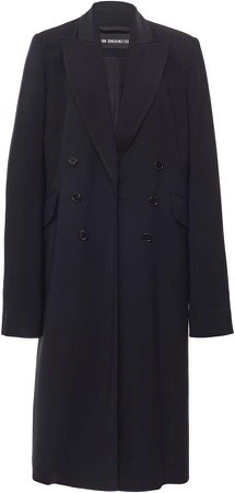 Ann Demeulemeester Double-Breasted Notched Lapel Crepe De Chine Coat S