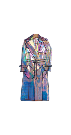 iridescent transparent rain coat