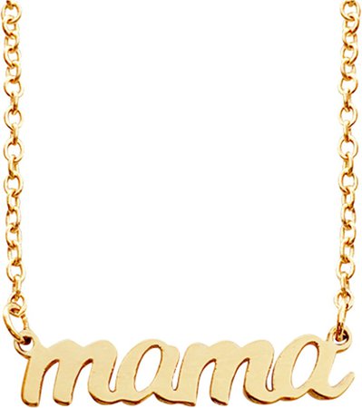 14K Gold Script Mama Pendant Necklace