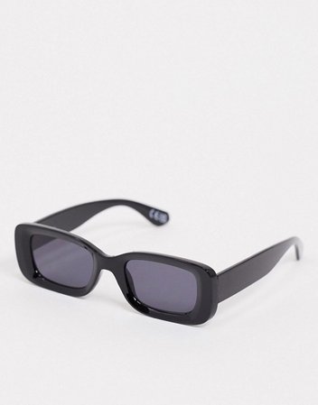 ASOS DESIGN square bevelled sunglasses in black | ASOS
