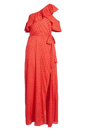 Billabong x Sincerely Jules Your Side One-Shoulder Maxi Dress red
